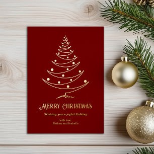 Elegant Merry Christmas Red Gold Folien Feiertagskarte