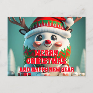 Elegant Merry Christmas Reindeer Holiday Postkarte