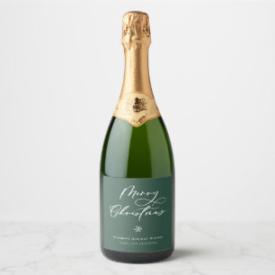 Elegant Merry Christmas Script Green Holiday