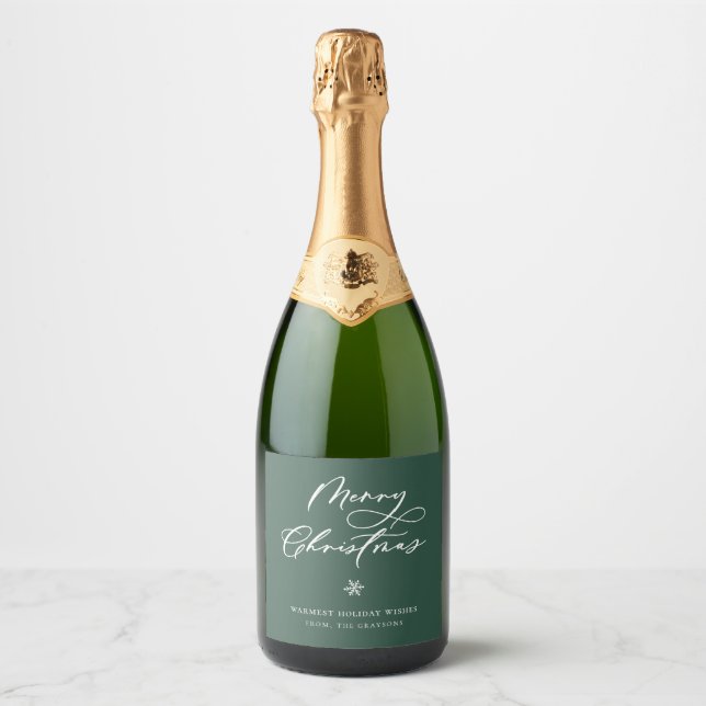 Elegant Merry Christmas Script Green Holiday (Vorderseite)