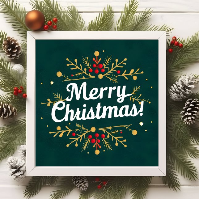 Elegant Merry Christmas Script Typografie Floral Poster (Von Creator hochgeladen)