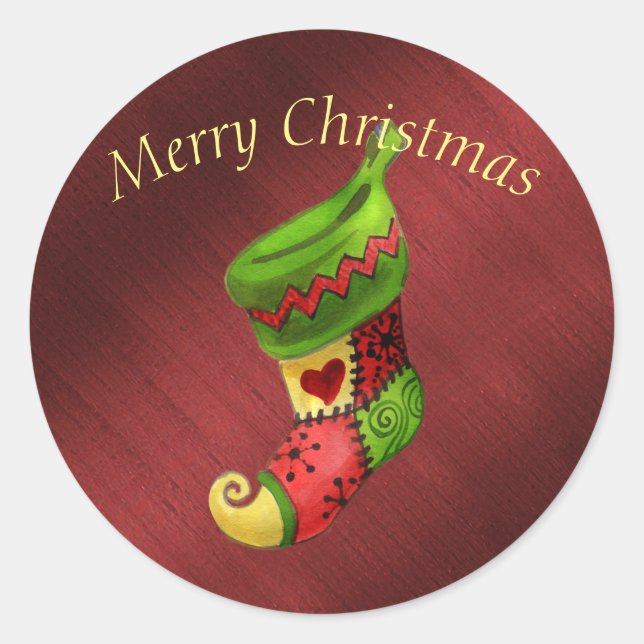 Elegant Merry Christmas Strumpf Sticker (Vorderseite)
