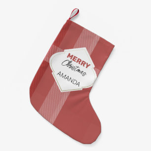 Elegant Merry Christmas Tartan Burgundy Kleiner Weihnachtsstrumpf