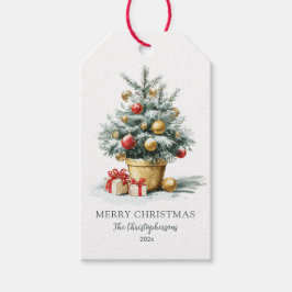 Elegant Merry Christmas Tree Geschenkanhänger