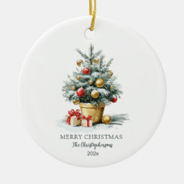 Elegant Merry Christmas Tree Keramik Ornament