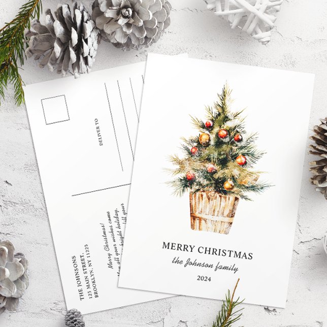 Elegant Merry Christmas Tree Non Foto Postkarte (Von Creator hochgeladen)