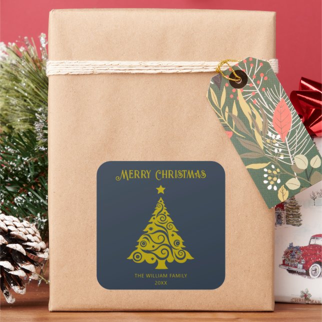 Elegant Merry Christmas Tree Stickers Dark Gray (Feiertag)