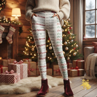 Elegant Merry Christmas Typography Leggings