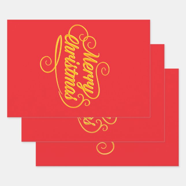 Elegant Merry Christmas Wrapping Paper - Red and G Geschenkpapier Set (Set)