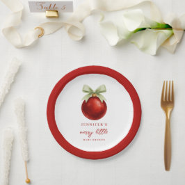 Elegant Merry Little Christmas Baby Shower Pappteller