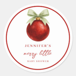 Elegant Merry Little Christmas Baby Shower Runder Aufkleber