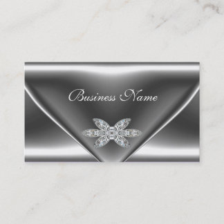 Elegant Metal Silver Diamond Jewel Visitenkarte