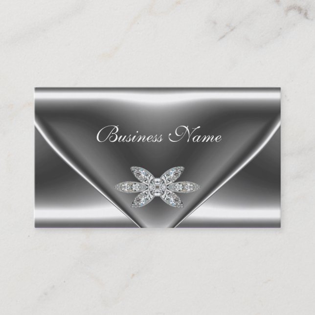 Elegant Metal Silver Diamond Jewel Visitenkarte (Vorderseite)