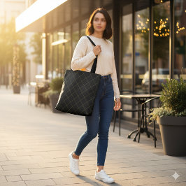 Elegant Metallic Gold Box Stripe Black Tasche