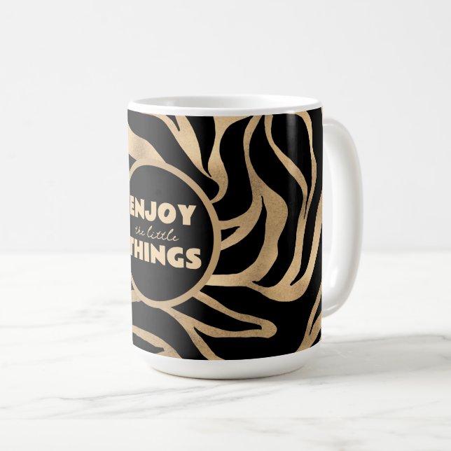 Elegant Metallic Gold Zebra Black Animal Print Kaffeetasse (VorderseiteRechts)