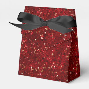 Elegant Metallic Red & Gold Confetti Geschenkschachtel