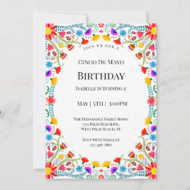 Elegant Mexican Florals Cinco De Mayo Birthday Einladung