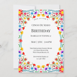 Elegant Mexican Florals Cinco De Mayo Birthday Einladung