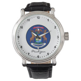 Elegant Michigan Watch & Michigan Flag / USA Armbanduhr