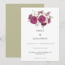Elegant Micro Wedding Burgundy Florals Sage Green Save The Date