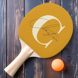Elegant MidCentury Modern Monogram Burnt Buttercup Tischtennis Schläger