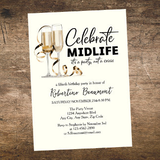 Elegant Midlife Celebration Glasses 50th Birthday Einladung