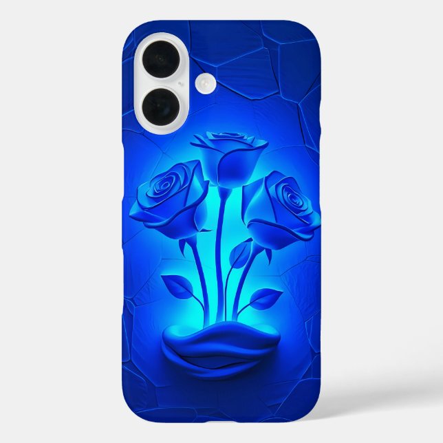 Elegant Midnight Blue Rose Case-Mate iPhone Cas iPhone 16 Hülle (Rückseite)
