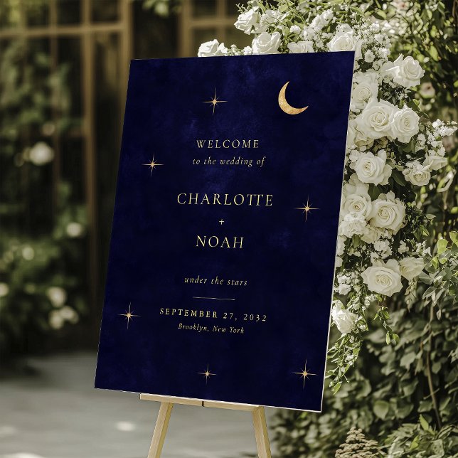 Elegant Midnight Celestial Wedding Welcome Acrylschild (Von Creator hochgeladen)
