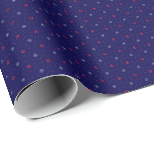 Elegant Midnight Floral Gift Wrap Geschenkpapier (Rolleneckpunkt)
