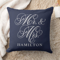Elegant Midnight Mr. and Mrs. Script Custom Monogr