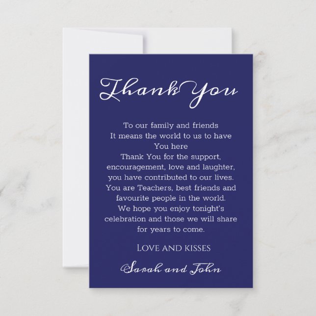 Elegant Midnight Navy Blue Wedding Dankeschön Card Dankeskarte (Vorderseite)
