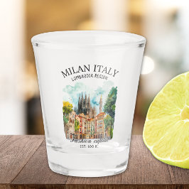 Elegant Milan Italy Cityscape Watercolor  Schnapsglas
