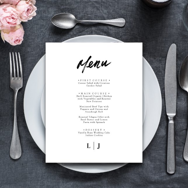 Élégant Mini-Script Mariage Cartes de menu (Créateur téléchargé)