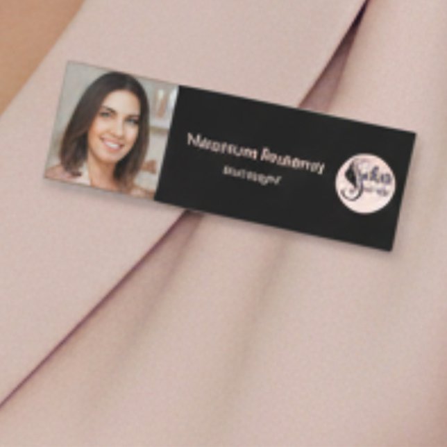 Elegant Minimal Black Makeup  Business Employee Namensschild (Von Creator hochgeladen)