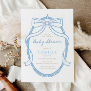 Elégant minimal Blue Boy Baby shower Invitation