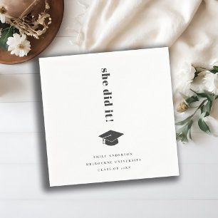 Elegant Minimal Bold Typografy Graduation Cap Serviette
