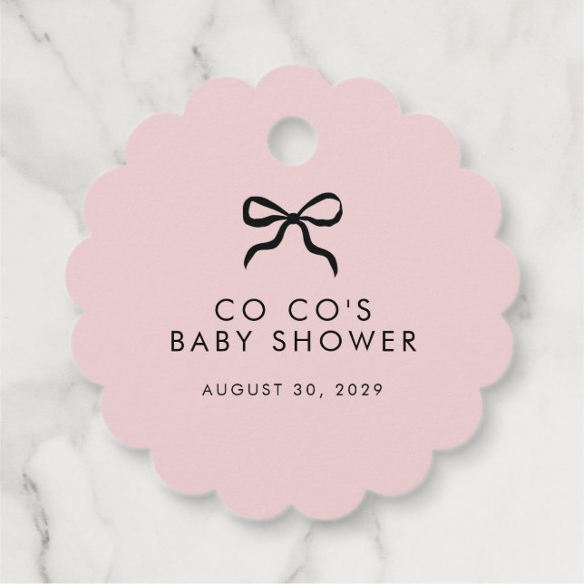 Elegant Minimal Bow Blush Pink Baby Shower Candle  Geschenkanhänger (Rückseite)