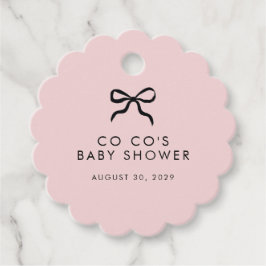 Elegant Minimal Bow Blush Pink Baby Shower Candle  Geschenkanhänger