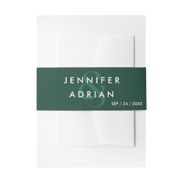 Elegant Minimal Brunswick Green Modern Wedding Inv Einladungsbanderole (Vorderseite Beispiel)