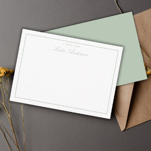 Elegant Minimal Classic Script Sage Green Mitteilungskarte
