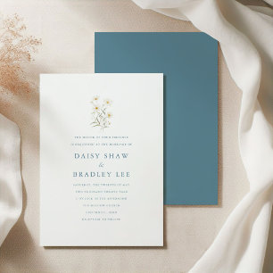 Elegant Minimal Daisy Floral Wedding Einladung
