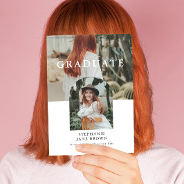 Élégant minimal de 2 photos Faire-part diplômé