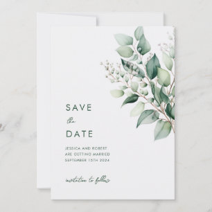 Elegant Minimal Eukalyptus Greenery Wedding Save The Date