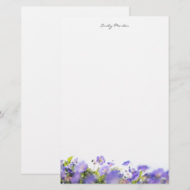 Elegant, minimal floral Personalized Briefpapier (Vorne/Hinten)