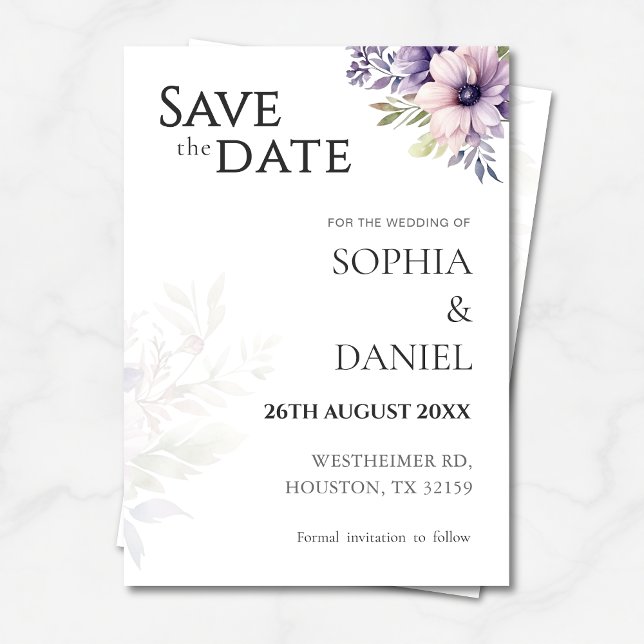 Elegant Minimal Floral Save the Date Card  Einladung (Von Creator hochgeladen)