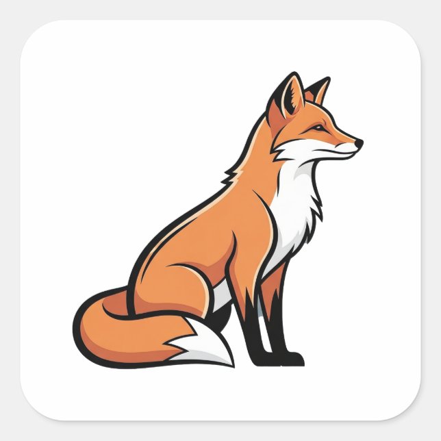 Elegant Minimal Fox Illustration Quadratischer Aufkleber (Vorderseite)