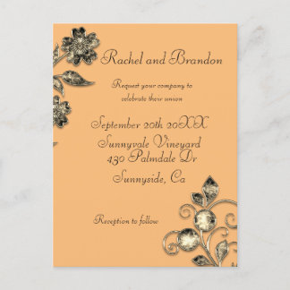 Elegant Minimal Gold Floral Postkarte
