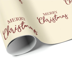 Elegant Minimal Gold Rot Frohe Weihnachten  Geschenkpapier