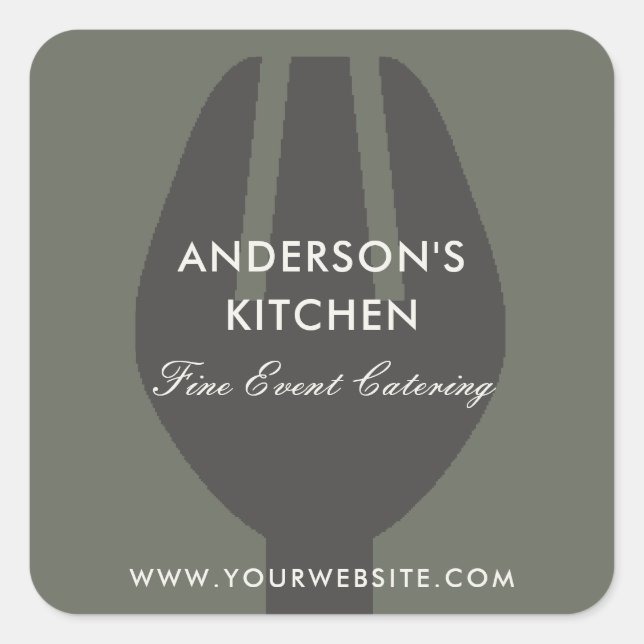 ELEGANT MINIMAL GRAU SCHWARZE GRUPPE KOCH CATERING QUADRATISCHER AUFKLEBER (Vorderseite)