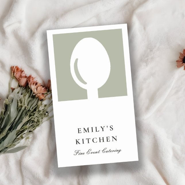ELEGANT MINIMAL GRAU WEISS KOCH CATERING VISITENKARTE (Von Creator hochgeladen)